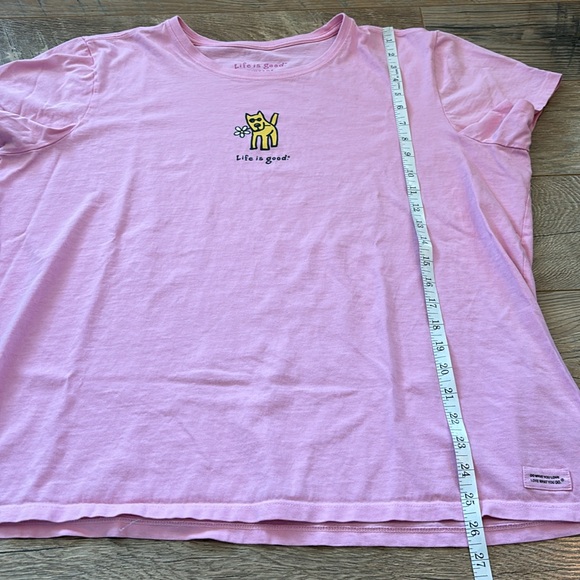 Life is Good Vintage Pink Short Sleeve T-Shirt Dog with Flower, Women’s Size XXL - Picture 5 of 8